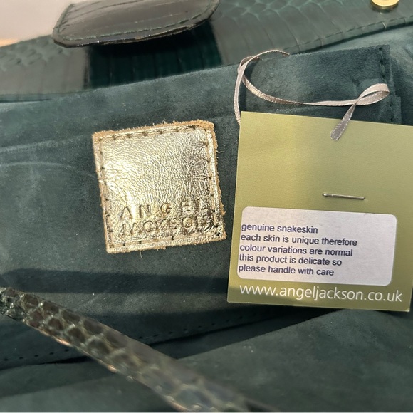 Angel Jackson Chandra genuine snakeskin clutch in dark green - Picture 5 of 6
